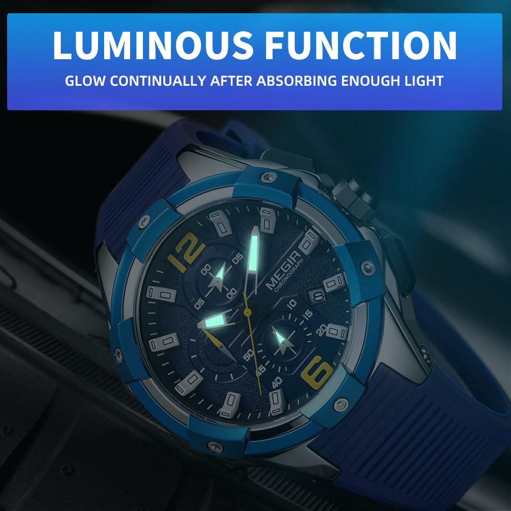 Relógio MEGIR 2161 | Luxo Militar com Luminoso e Data | Homem