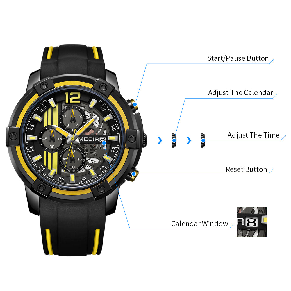 Relógio MEGIR 2097 | Militar Desportivo com Pulseira Silicone