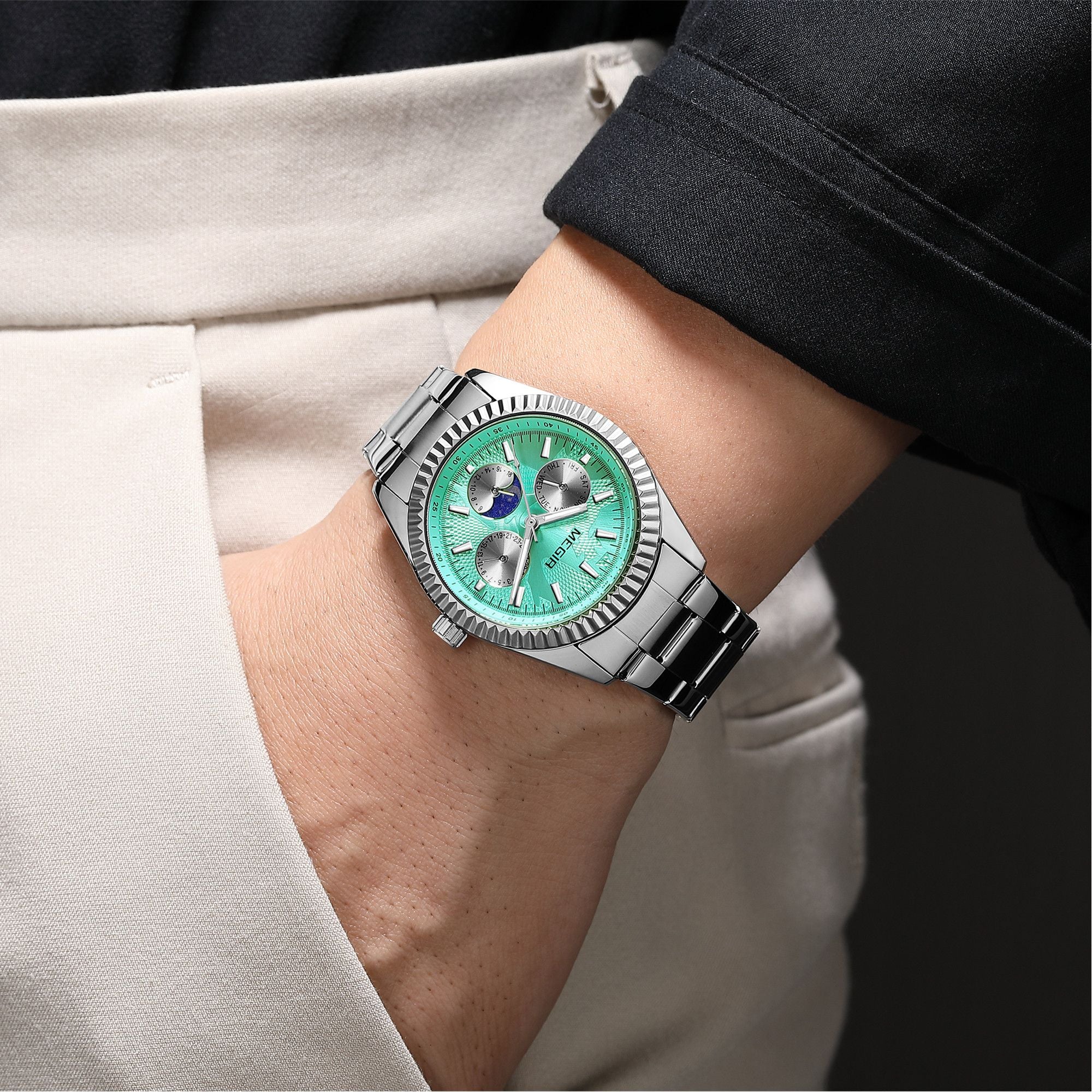 Relógio MEGIR 1102 | Business Casual com Calendário e Luminoso