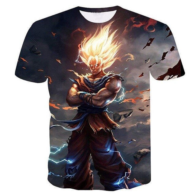 T-Shirt Dragon Ball Z 3D | Goku e Vegeta | Anime Homem Verão