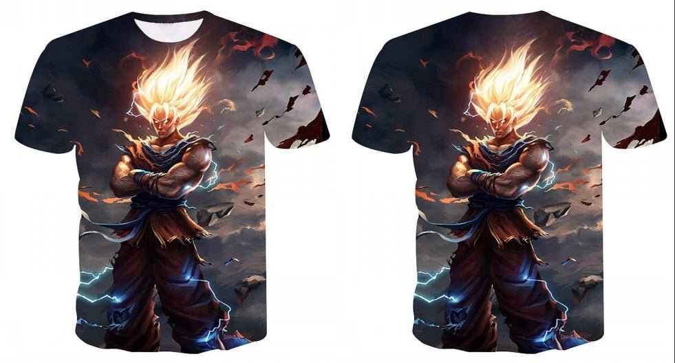 T-Shirt Dragon Ball Z 3D | Goku e Vegeta | Anime Homem Verão