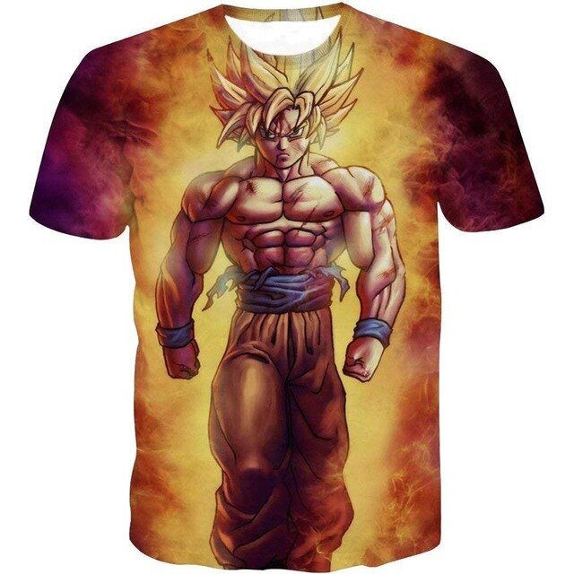 T-Shirt Dragon Ball Z 3D | Goku e Vegeta | Anime Homem Verão