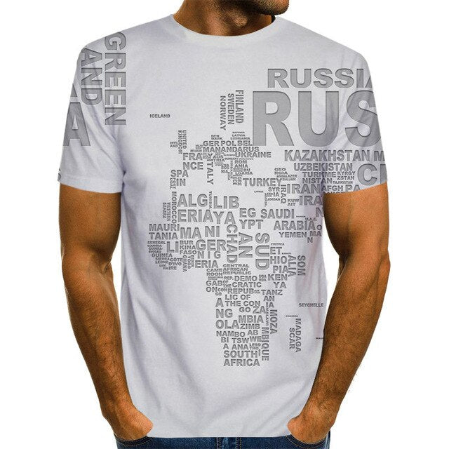 T-Shirt Mapa Mundo 3D | Anime Fashion | Verão Homem