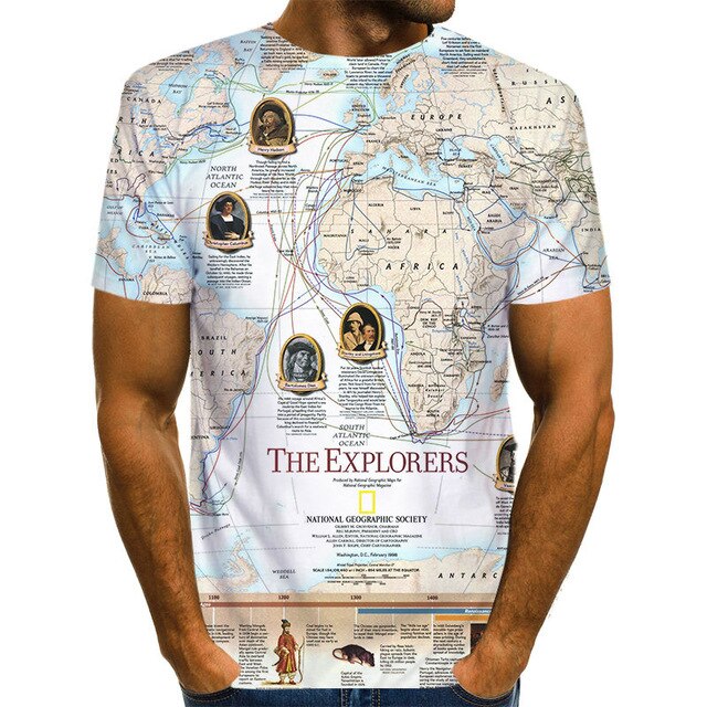 T-Shirt Mapa Mundo 3D | Anime Fashion | Verão Homem