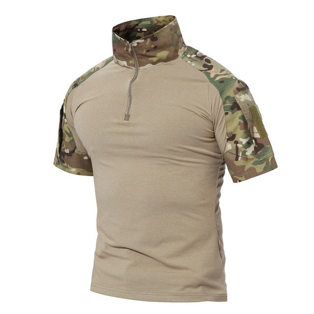 T-Shirt Tática Militar Camuflagem | Airsoft Paintball | Homem Verão